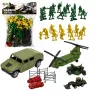 LEAN TOYS Militārais komplekts ar karavīriem, helikopteru, transportlīdzekļiem un bāzi, 58 gab.