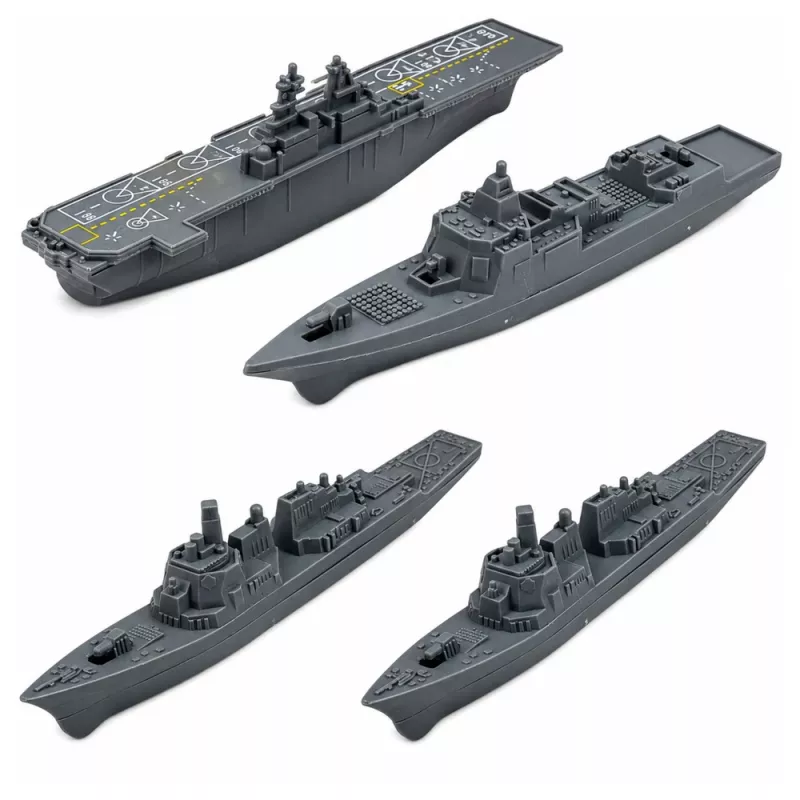 LEAN TOYS Militārais komplekts ar karavīriem, transportlīdzekļiem, kuģiem, iznīcinātājiem un bāzi, 54 gab.