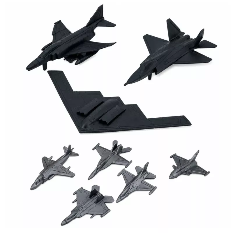 LEAN TOYS Militārais komplekts ar karavīriem, transportlīdzekļiem, kuģiem, iznīcinātājiem un bāzi, 54 gab.