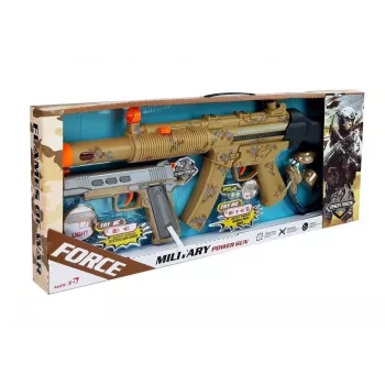 LEAN TOYS Militārais ieroču komplekts Šautene Pistole Austiņas Svilpe Gaismas