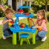 LEAN TOYS daudzlīmeņu ūdens galds ar krēsliem, piederumiem un formiņām 63cm