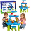LEAN TOYS daudzlīmeņu ūdens galds ar krēsliem, piederumiem un formiņām 63cm