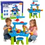 LEAN TOYS daudzlīmeņu ūdens galds ar krēsliem, piederumiem un formiņām 63cm