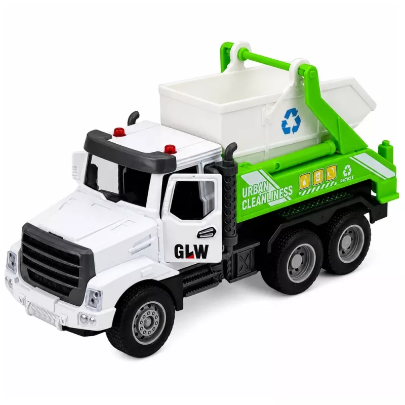 LEAN TOYS Pašvaldības transportlīdzeklis ar metāla kabīni, braukšanu, atveramām durvīm, gaismām un skaņām 1:46