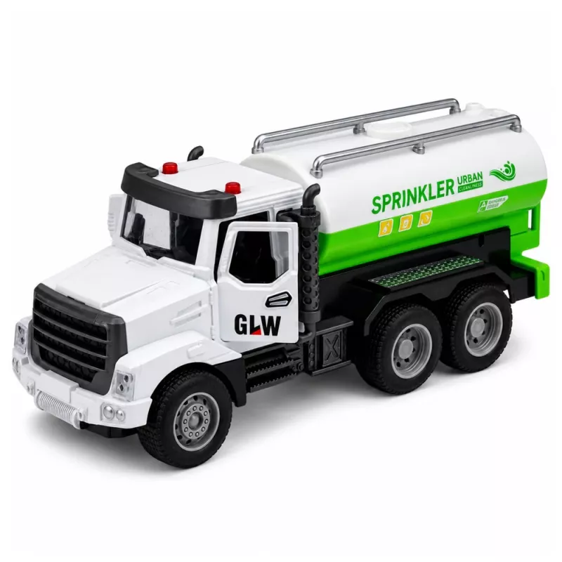 LEAN TOYS Pašvaldības transportlīdzeklis ar metāla kabīni, braukšanu, atveramām durvīm, gaismām un skaņām 1:46