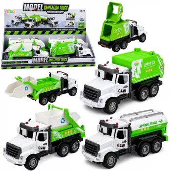 LEAN TOYS Pašvaldības transportlīdzeklis ar metāla kabīni, braukšanu, atveramām durvīm, gaismām un skaņām 1:46