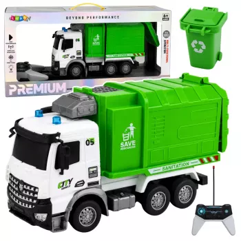 LEAN TOYS pašvaldības transportlīdzeklis tālvadības atkritumu mašīna RC konteiners tvertne gaismas 1:14