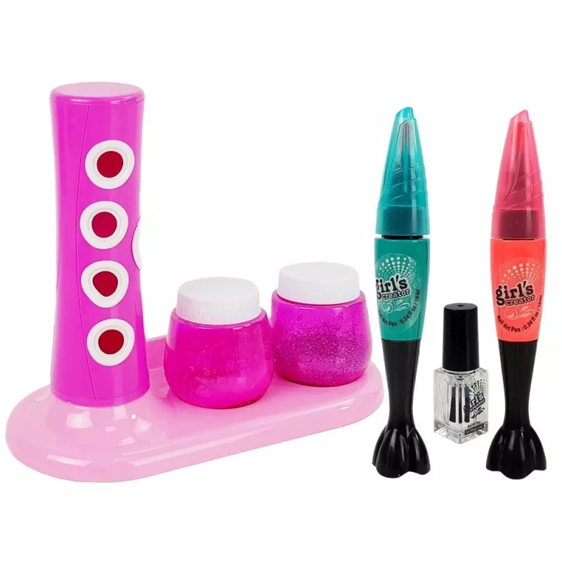 LEAN TOYS Nagu Krāsošanas Komplekts ar Mirdzumu Dozatoru un Krāsainām Uzlīmēm