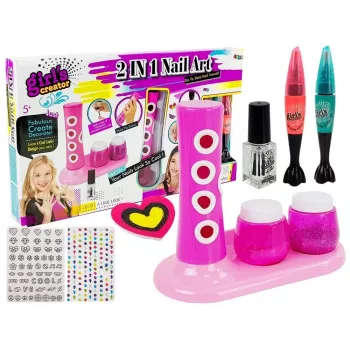 LEAN TOYS Nagu Krāsošanas Komplekts ar Mirdzumu Dozatoru un Krāsainām Uzlīmēm