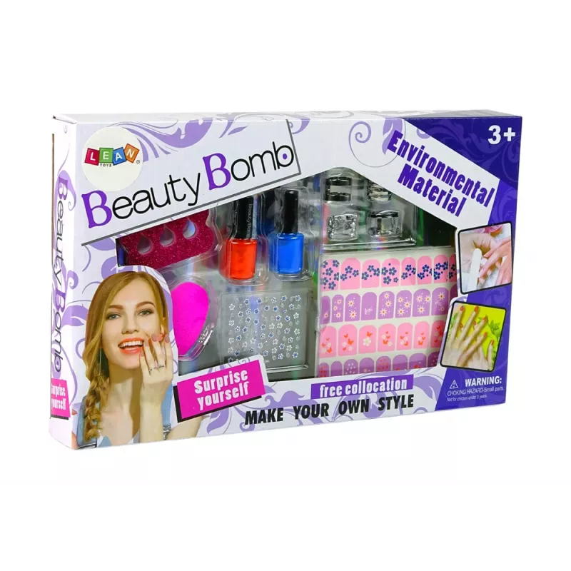 LEAN TOYS Nagu Krāsošanas Komplekts Nagu Lakas Spīdumi Uzlīmes Gredzeni