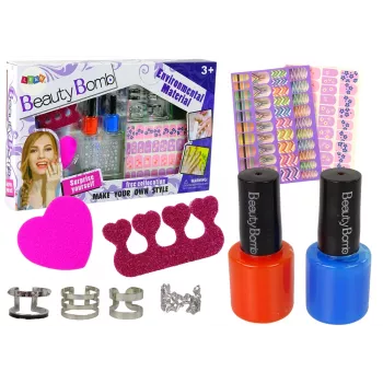 LEAN TOYS Nagu Krāsošanas Komplekts Nagu Lakas Spīdumi Uzlīmes Gredzeni