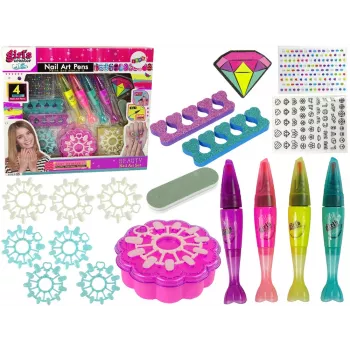 LEAN TOYS Nagu krāsošanas komplekts Nagu lakas Pildspalvas Krāsainas uzlīmes