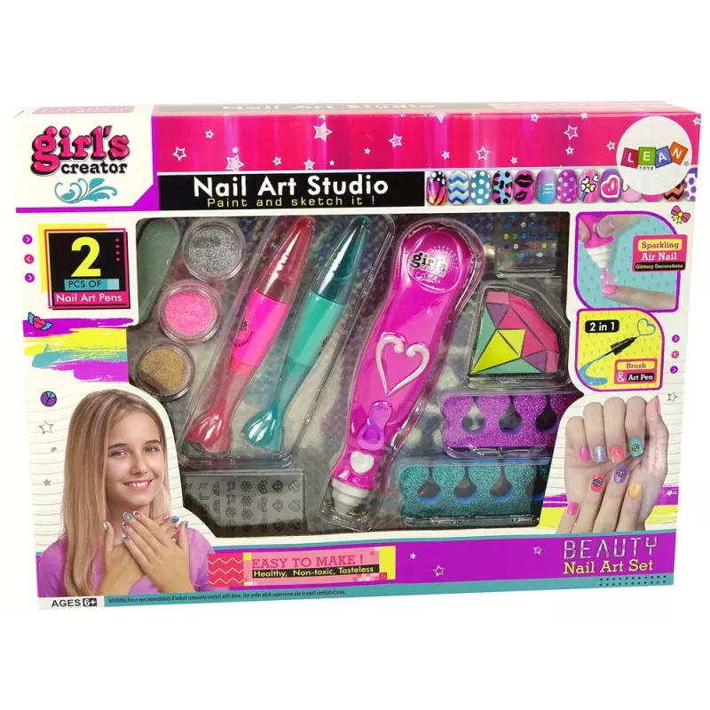 LEAN TOYS Nagu krāsošanas komplekts Nagu pildspalvas Mirdzumu dozators Dimanti