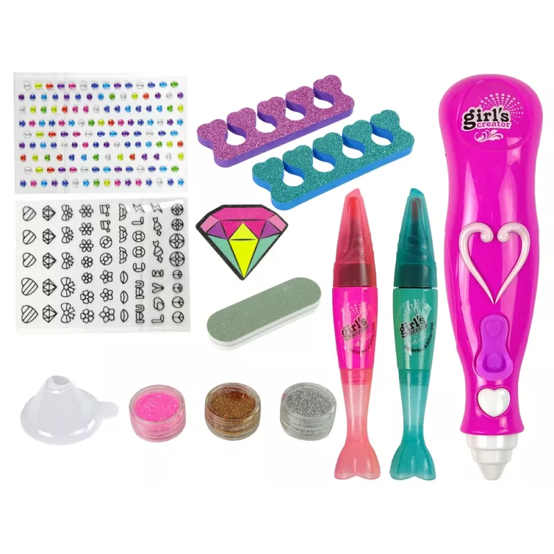 LEAN TOYS Nagu krāsošanas komplekts Nagu pildspalvas Mirdzumu dozators Dimanti