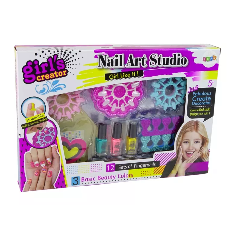 LEAN TOYS Nagu veidošanas komplekts mazajām dāmām Nagu mākslas studija