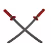 LEAN TOYS Ninja karotāja komplekts ar masku, zobenu, dunčiem, šurikeniem, loku un bultām – sarkani rotājumi (10 gab.)