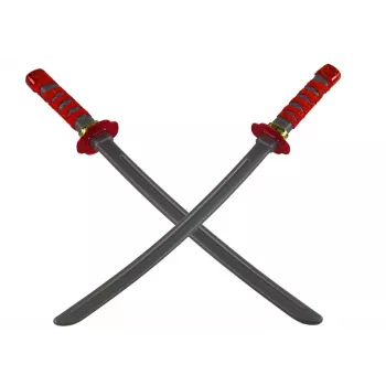 LEAN TOYS Ninja karotāja komplekts ar masku, zobenu, dunčiem, šurikeniem, loku un bultām – sarkani rotājumi (10 gab.)