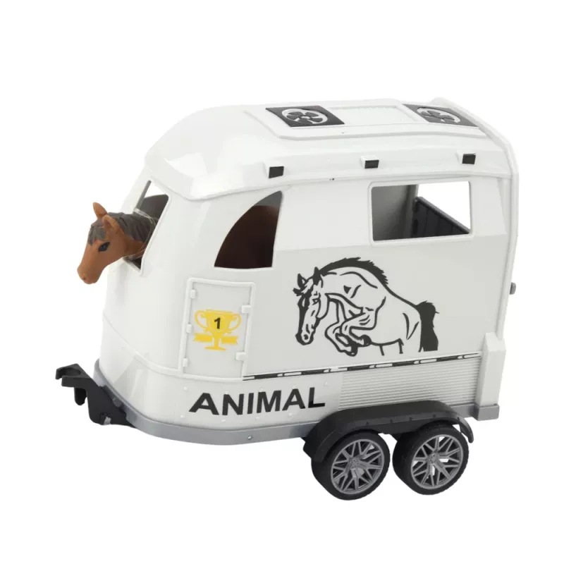 LEAN TOYS Bezceļu transportlīdzeklis ar zirgu piekabi, figūrām, gaismām un skaņām