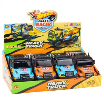 LEAN TOYS bezceļu RC kravas automašīna 1:16 mērogs oranža zila ar gaismām un skaņām