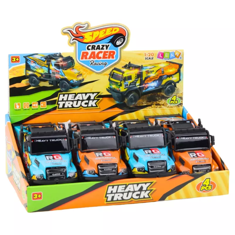 LEAN TOYS bezceļu RC kravas automašīna 1:16 mērogs oranža zila ar gaismām un skaņām