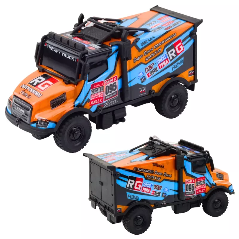 LEAN TOYS bezceļu RC kravas automašīna 1:16 mērogs oranža zila ar gaismām un skaņām