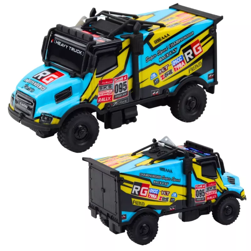 LEAN TOYS bezceļu RC kravas automašīna 1:16 mērogs oranža zila ar gaismām un skaņām