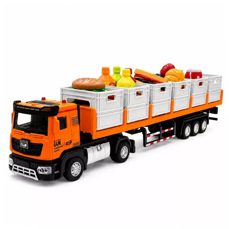 LEAN TOYS Oranžs Pārtikas Transporta Kravas Auto 1:40 Metāla Modelis