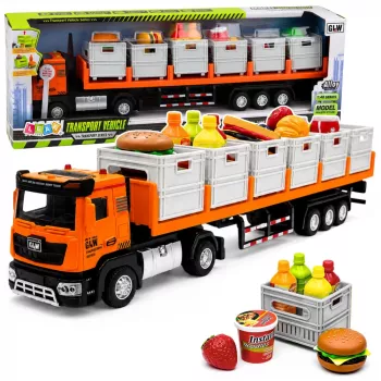 LEAN TOYS Oranžs Pārtikas Transporta Kravas Auto 1:40 Metāla Modelis