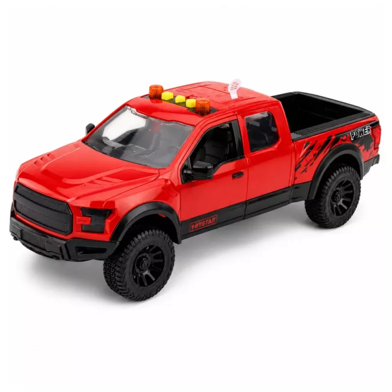 LEAN TOYS Pickup Truck 1:12 RC ar atveramām durvīm, aizmugurējiem lukturiem, skaņu – sarkans