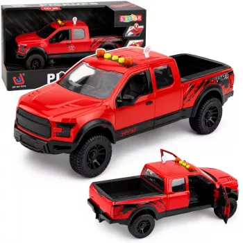 LEAN TOYS Pickup Truck 1:12 RC ar atveramām durvīm, aizmugurējiem lukturiem, skaņu – sarkans