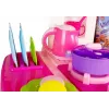 LEAN TOYS Rozā virtuve ar ūdens podiem, pārtikas precēm un skaņu