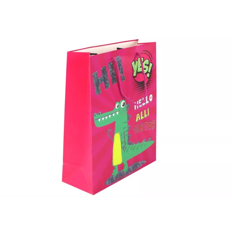 LEAN TOYS Rozā papīra dāvanu soma 32cm x 26cm x 10cm