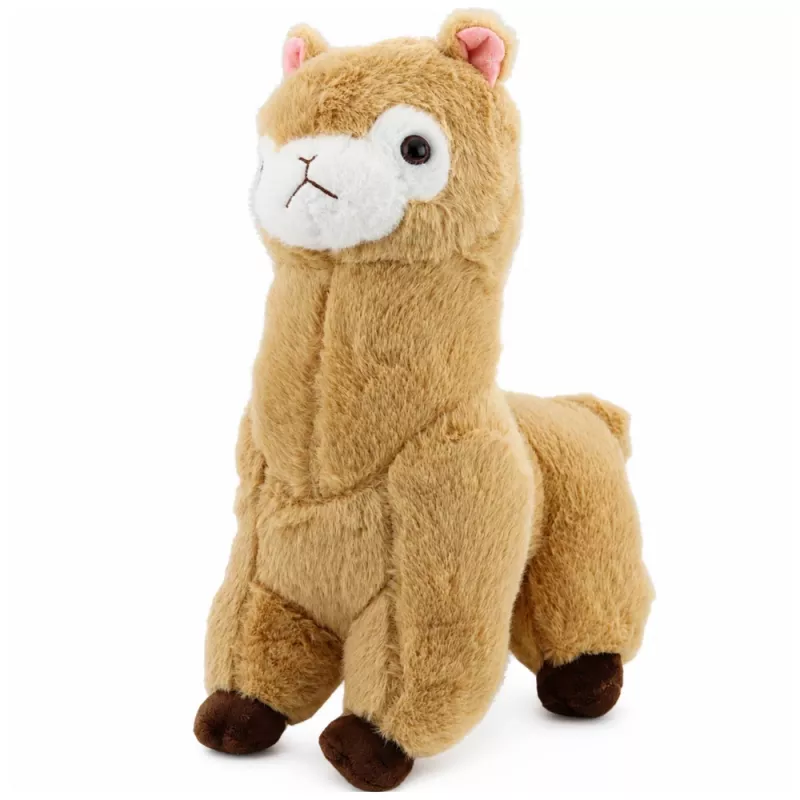 LEAN TOYS plīša alpakas lama mīkstā rotaļlieta - krēmkrāsas, 28 cm, mīksta plīša ar īpaši mīkstu kažoku
