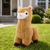 LEAN TOYS plīša alpakas lama mīkstā rotaļlieta - krēmkrāsas, 28 cm, mīksta plīša ar īpaši mīkstu kažoku