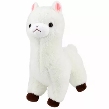 LEAN TOYS Plīša alpaka mīksta balta kažokāda 28 cm