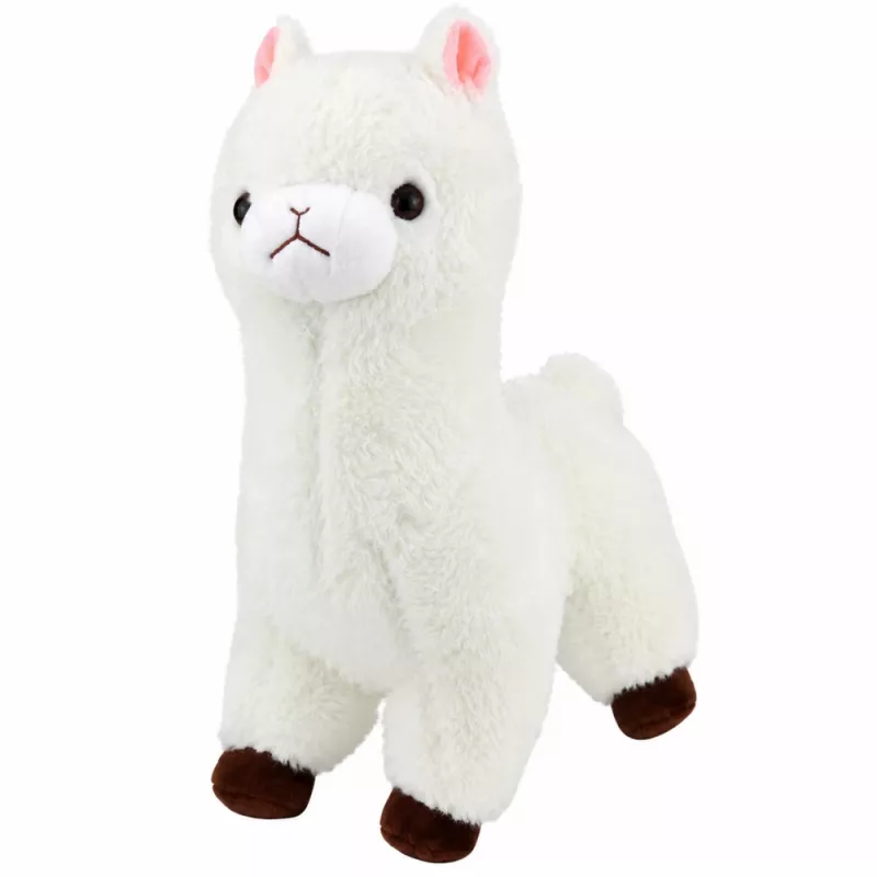 LEAN TOYS Plīša alpaka mīksta balta kažokāda 28 cm