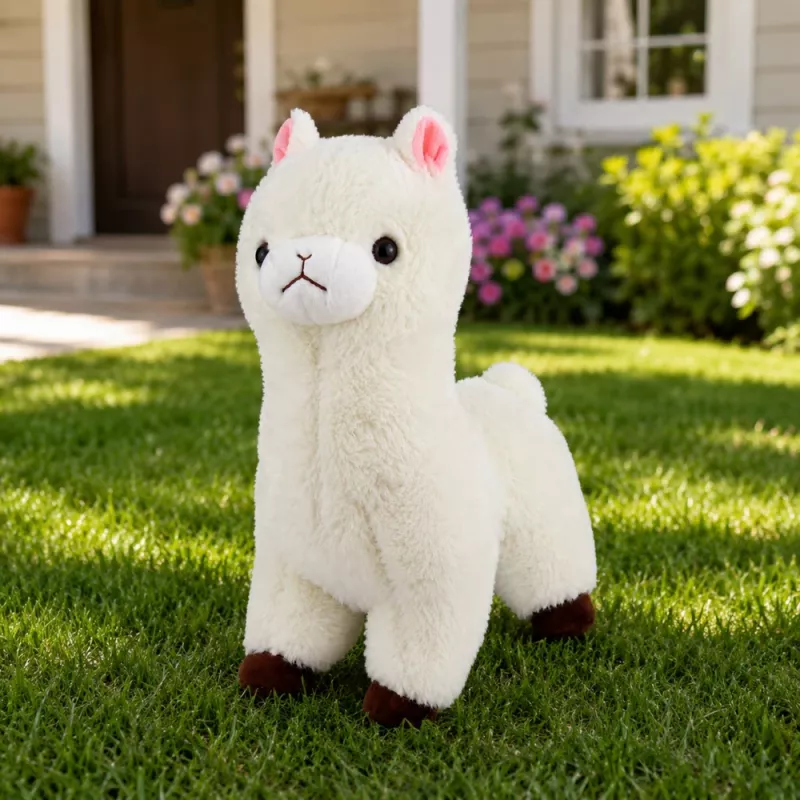LEAN TOYS Plīša alpaka mīksta balta kažokāda 28 cm