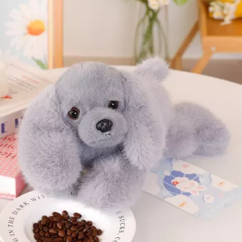LEAN TOYS plīša kokerspaniels ar svērtām ķepām, pelēks, 30 cm