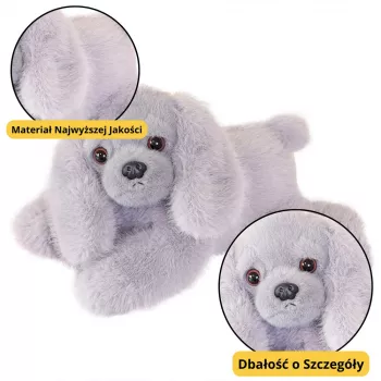 LEAN TOYS plīša kokerspaniels ar svērtām ķepām, pelēks, 30 cm