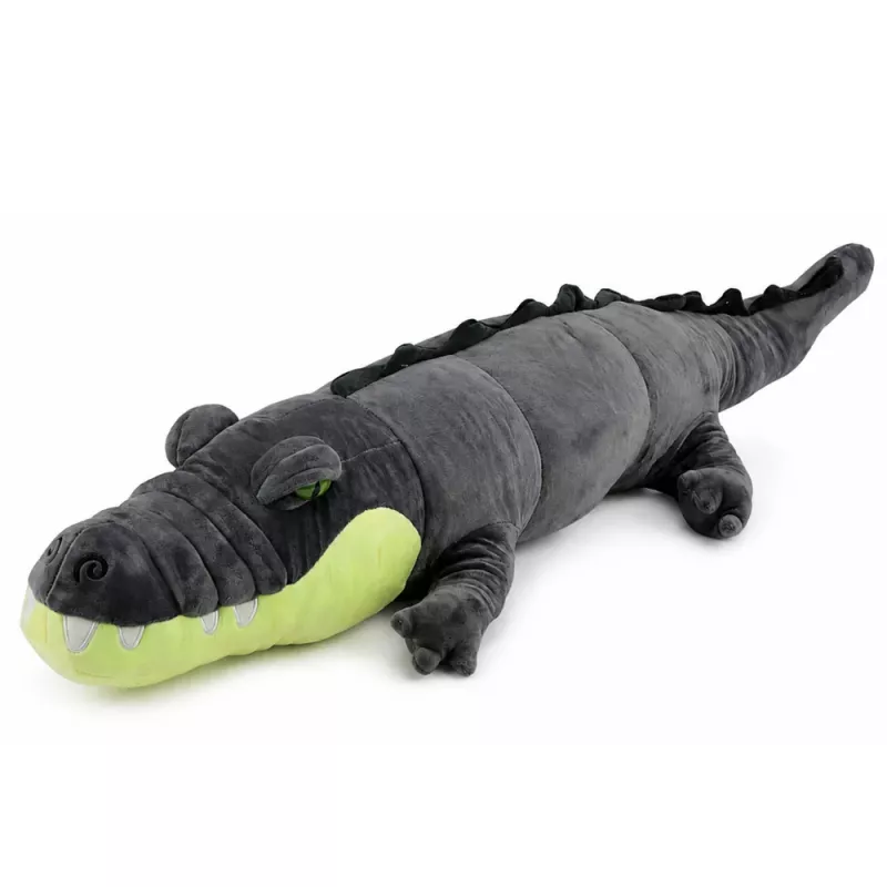 LEAN TOYS Plush Crocodile Mascot Cuddly Toy - Realistic Gray, 90 cm