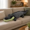 LEAN TOYS Plush Crocodile Mascot Cuddly Toy - Realistic Gray, 90 cm