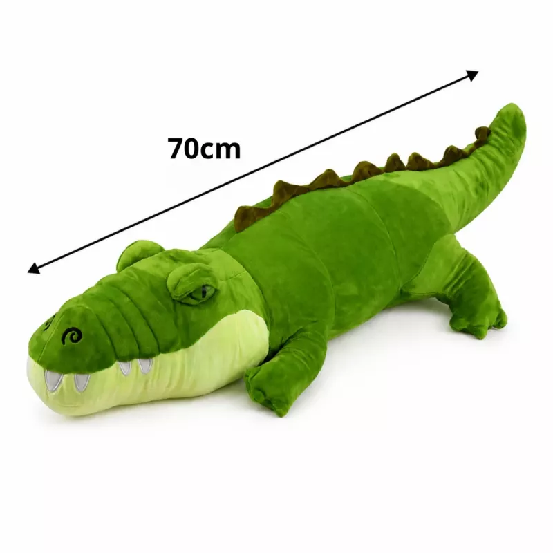 LEAN TOYS plīša krokodils talismans mīkstā rotaļlieta reālistisks zaļš 70cm