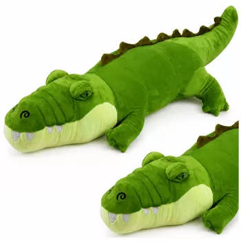 LEAN TOYS plīša krokodils talismans mīkstā rotaļlieta reālistisks zaļš 70cm