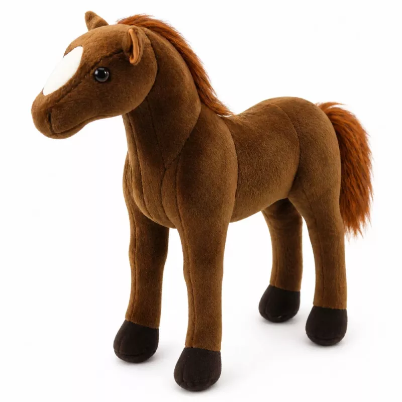 LEAN TOYS plīša zirgs mīkstā rotaļlieta tumši brūns 40cm x 37cm