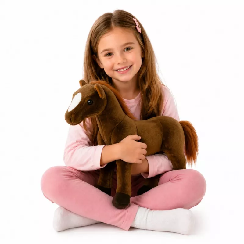 LEAN TOYS plīša zirgs mīkstā rotaļlieta tumši brūns 40cm x 37cm