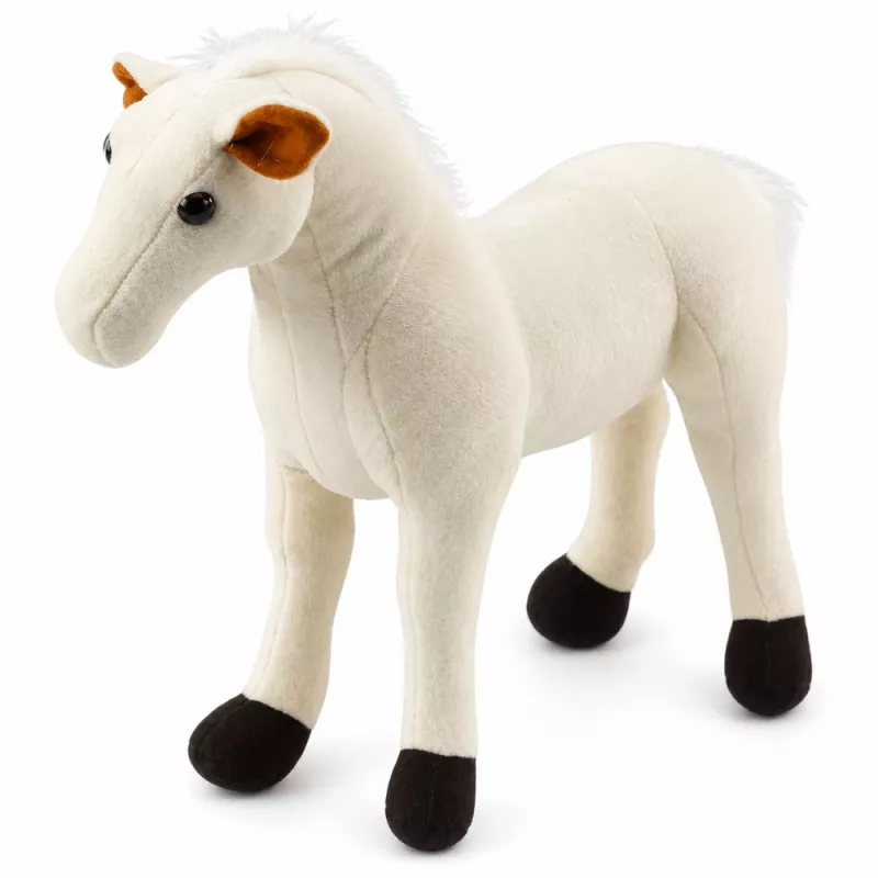 LEAN TOYS plīša zirgs mīkstā rotaļlieta talismans balts 40cm x 37cm