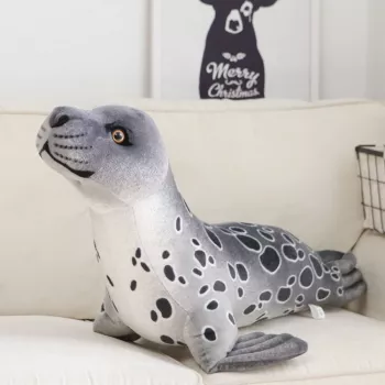 LEAN TOYS plīša talismans mīkstā rotaļlieta ronis pelēks 37cm