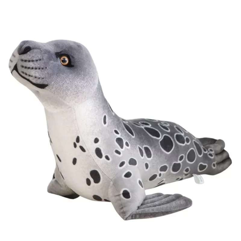 LEAN TOYS plīša talismans mīkstā rotaļlieta ronis pelēks 37cm