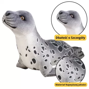LEAN TOYS plīša talismans mīkstā rotaļlieta ronis pelēks 37cm