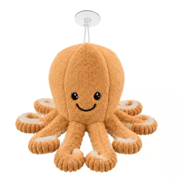 LEAN TOYS Plīša astoņkājis mīkstā rotaļlieta ar piesūcekni bēša 16 cm